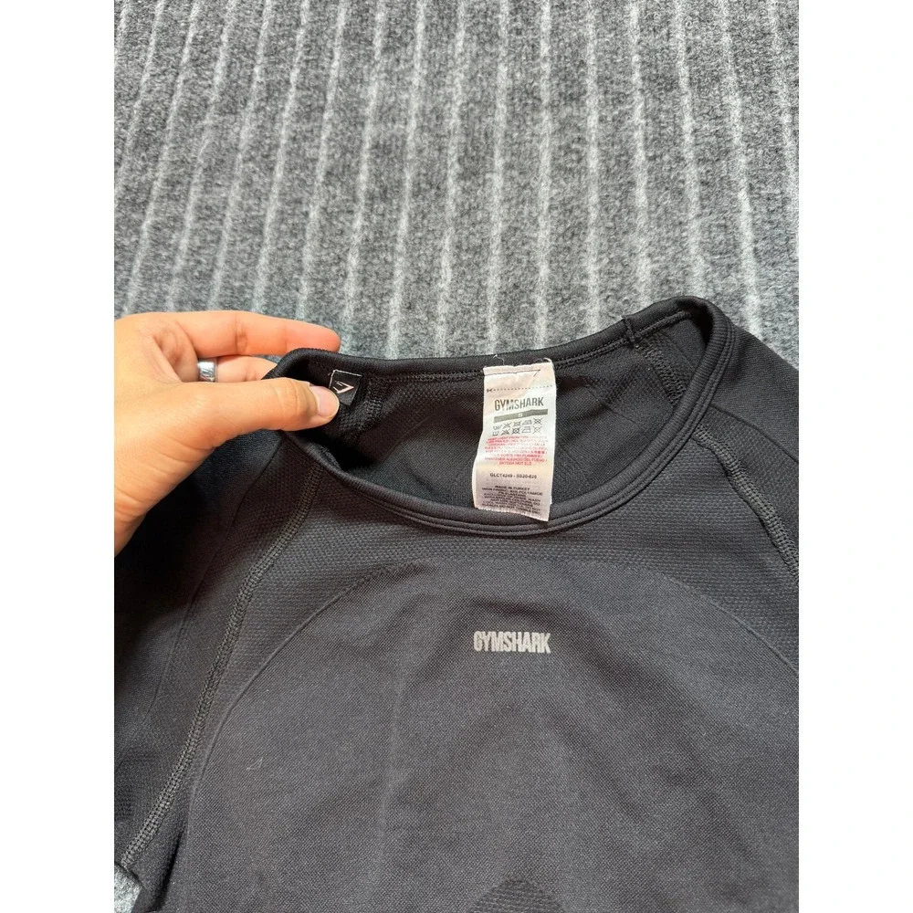 Gymshark Long Sleeve Crop Womens Small‎ Black Vital Seamless 2.0 Sporty Workout